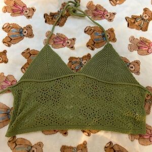 Green Knit Halter Top